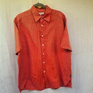 Alex Canon Mens Large Linen Short Sleeve Button Up Camp Shirt Light Weight